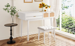 The White Wood Makeup Vanity Set of Elegance