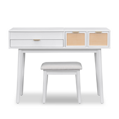 The White Wood Makeup Vanity Set of Elegance