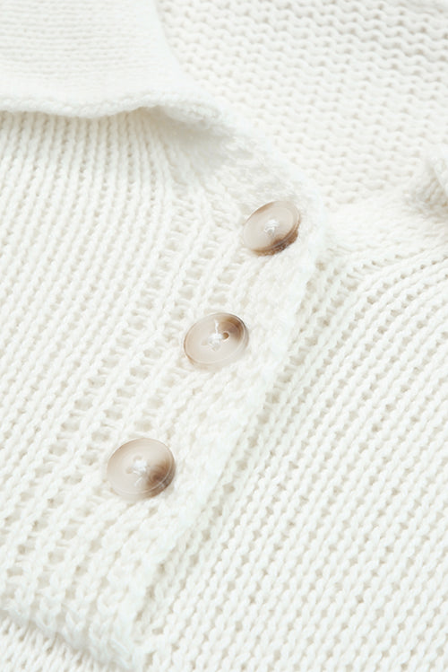 Charming Embrace Whimsical Polo Sweater in Beige