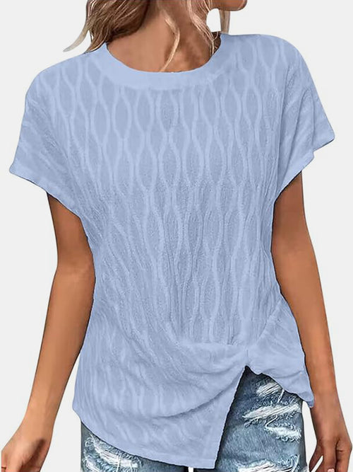 Luxurious Sheer Ruched T-Shirt - Effortless Elegance