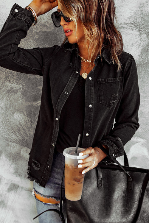 Denim Delight Distressed Shirt: Elevate Your Style