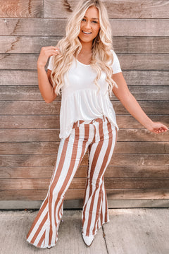 Fringed Striped Bell Bottoms: Style & Comfort! 🌸👖