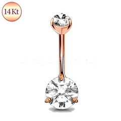 Opulent Rose Gold Navel Ring with Clear CZ