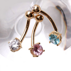 14Kt Gold Navel Ring: CZ Embellishments