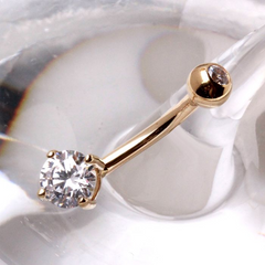 14Kt Gold Navel Ring: CZ Embellishments