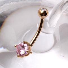 14Kt Gold Navel Ring: CZ Embellishments