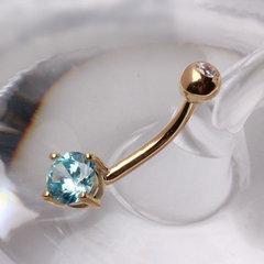 14Kt Gold Navel Ring: CZ Embellishments