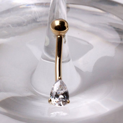 Radiant Tear Drop Gold Navel Ring