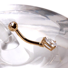 Radiant Tear Drop Gold Navel Ring