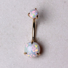 14Kt Opulent White Opal Gold Navel Ring