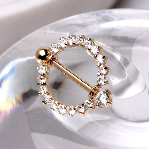 Opulent Gold CZ Nipple Ring