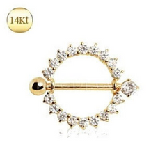 Opulent Gold CZ Nipple Ring