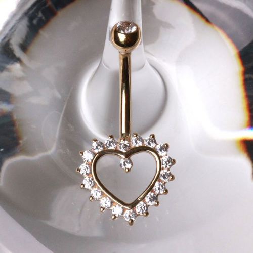 14Kt. Gold Heart Navel Ring: Ultimate Elegance