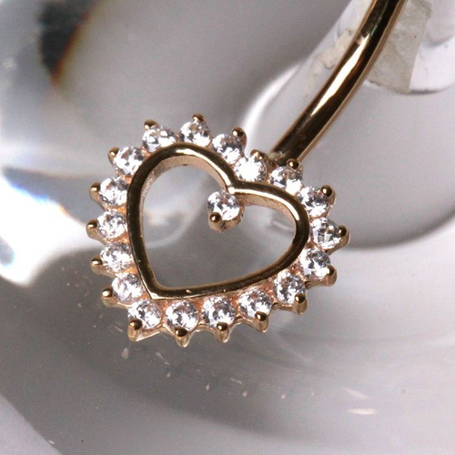 14Kt. Gold Heart Navel Ring: Ultimate Elegance