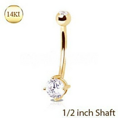 Opulent Elegance: 14Kt Gold CZ Navel Ring