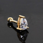 14Kt Gold Teardrop CZ Cartilage Earring - Luxe