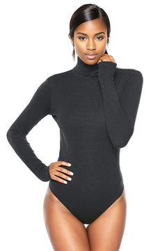 Luxurious Ribbed Turtleneck Bodysuit by Basic Style