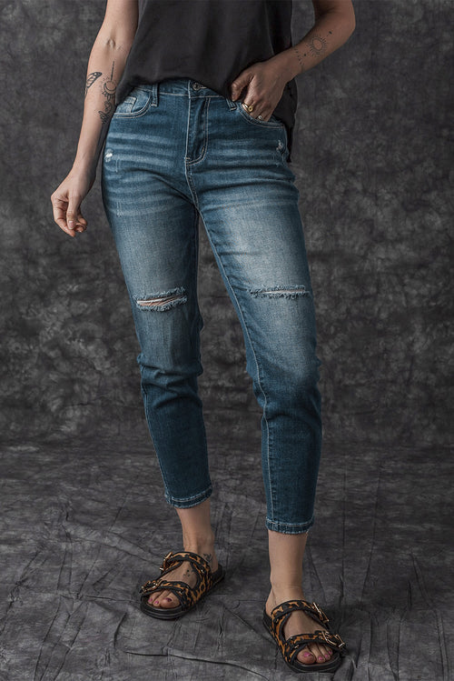 Blue Ripped Skinny Jeans: Edgy, Figure-Enhancing Style