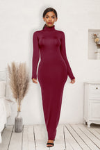 Elegant Maxi Dress with Mock Neck Sophistication