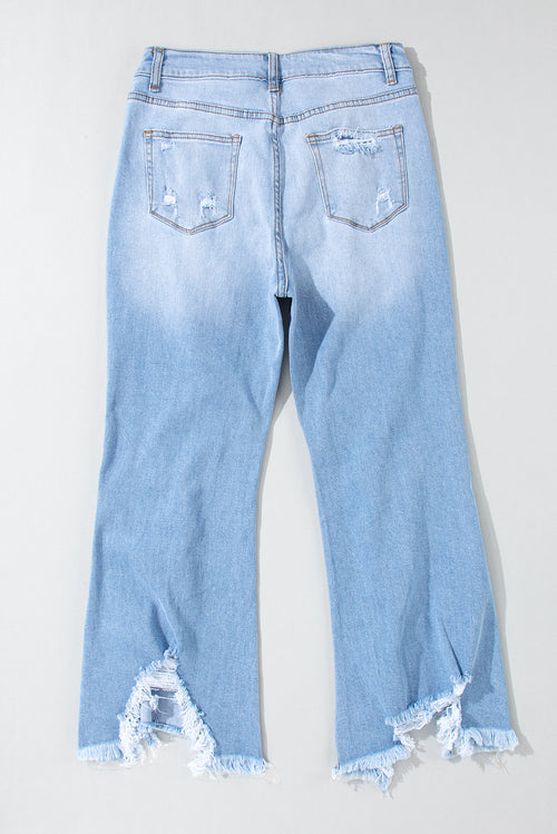 Sky Blue Distressed High Waist Jeans: Stylish!