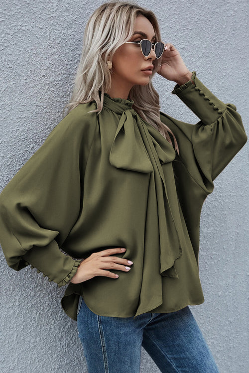 Get Noticed in Jungle Green Frilled Blouse