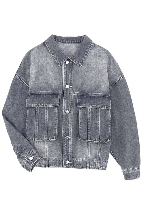 Gray Chest Pockets Denim Jacket: Effortless Layering