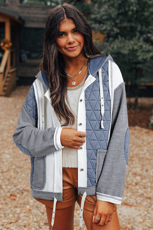 Beige Patchwork Dreams Hooded Jacket