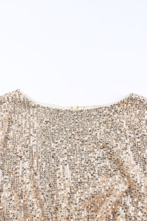 Apricot Sequin Sheath Dress: Refined Sophistication