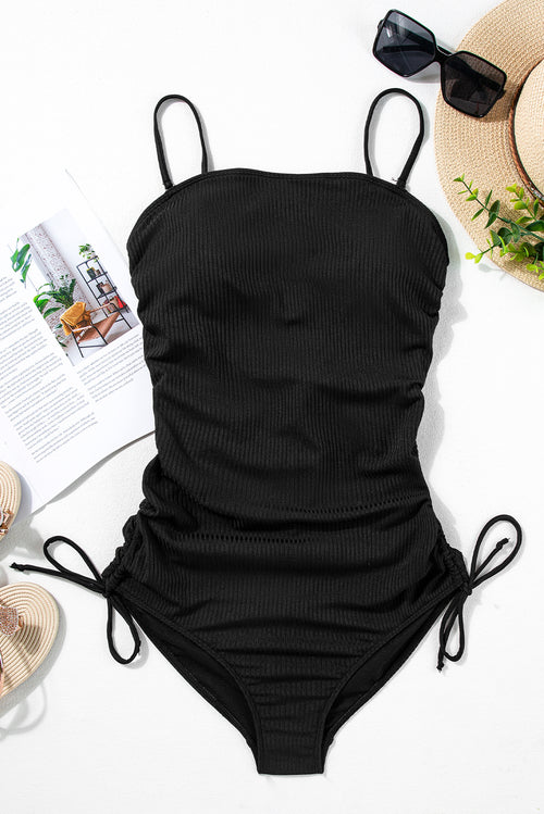 Enchanting Black Ribbed Monokini