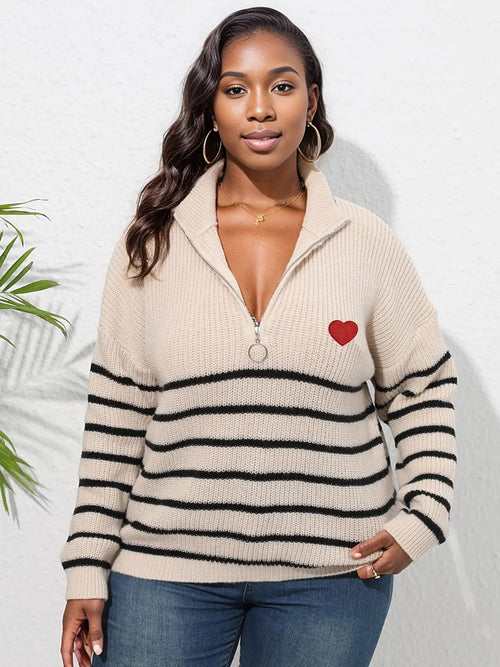 Eternal Elegance: Plus Size Striped Sweater