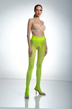 Amour Fluo Yellow Open Crotch Tights: Shine Bold!