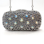 Exquisite White Metal Clutch: Crystal Elegance