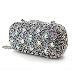 Exquisite White Metal Clutch: Crystal Elegance