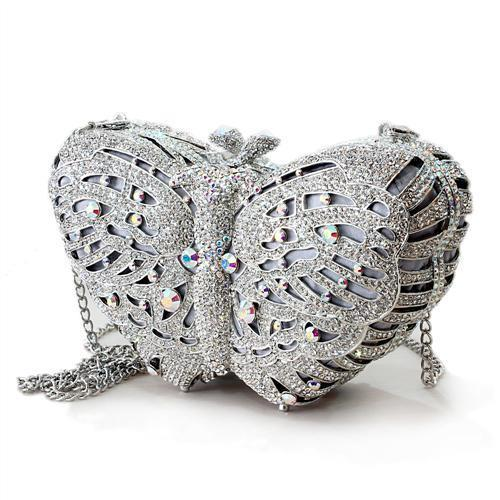 Regal Rhodium Clutch: Crystal Elegance Unleashed