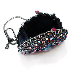 Exquisite Ruthenium White Metal Clutch with Crystals