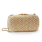 Luxurious White Metal Clutch with Multicoloured Crystals