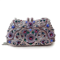 Ethereal Rhodium Loveliness: Crystal-Adorned Metal Clutch