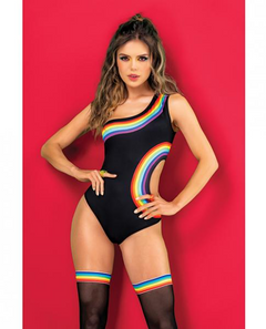 Asymmetrical Pride Bodysuit: Vibrant Elegance for Festivals