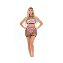 Pink Passion: Seductive Fishnet Lingerie Set