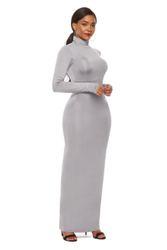 Elegant Maxi Dress with Mock Neck Sophistication