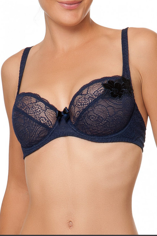 Navy Blue Lace Elegance Bra by Lise Charmel