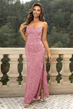 Glamourous Backless Maxi Dress with Daring Slit