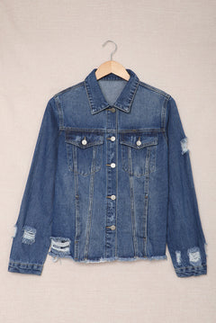 Blue Distressed Denim Jacket: Elevate Your Style!