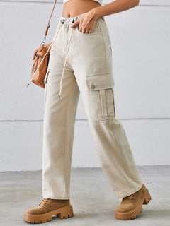 Effortlessly Chic Drawstring Cargo Jeans for All!