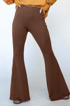 Retro Chic Coffee Flare Pants: Timeless Comfort!