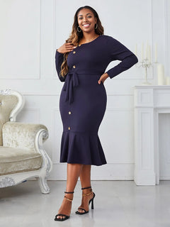 Enchanted Goddess Buttoned Midi Dress - Sizes 1XL-4XL