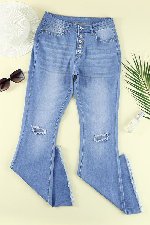 Sky Blue Retro Bell Bottom Denims