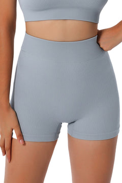 Sky Blue Tummy Control Yoga Shorts