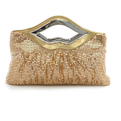 Luxurious Metal Mesh Clutch with Lips Chain.