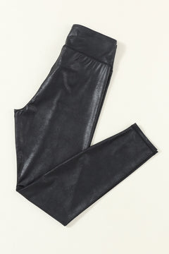 Navy Blue Sass Leather Leggings: Must-Have Chic!